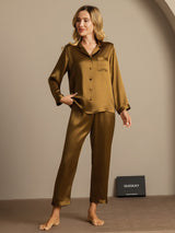 [Brun] SilkSilky-SE Long Sleeve Lapel Collar Dam Pyjama 006