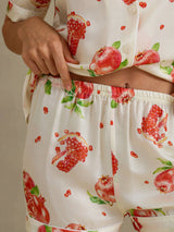 [Vitt Granatäpple] SilkSilky-SE Short Sleeve Notch Collar Dam Pyjama 005