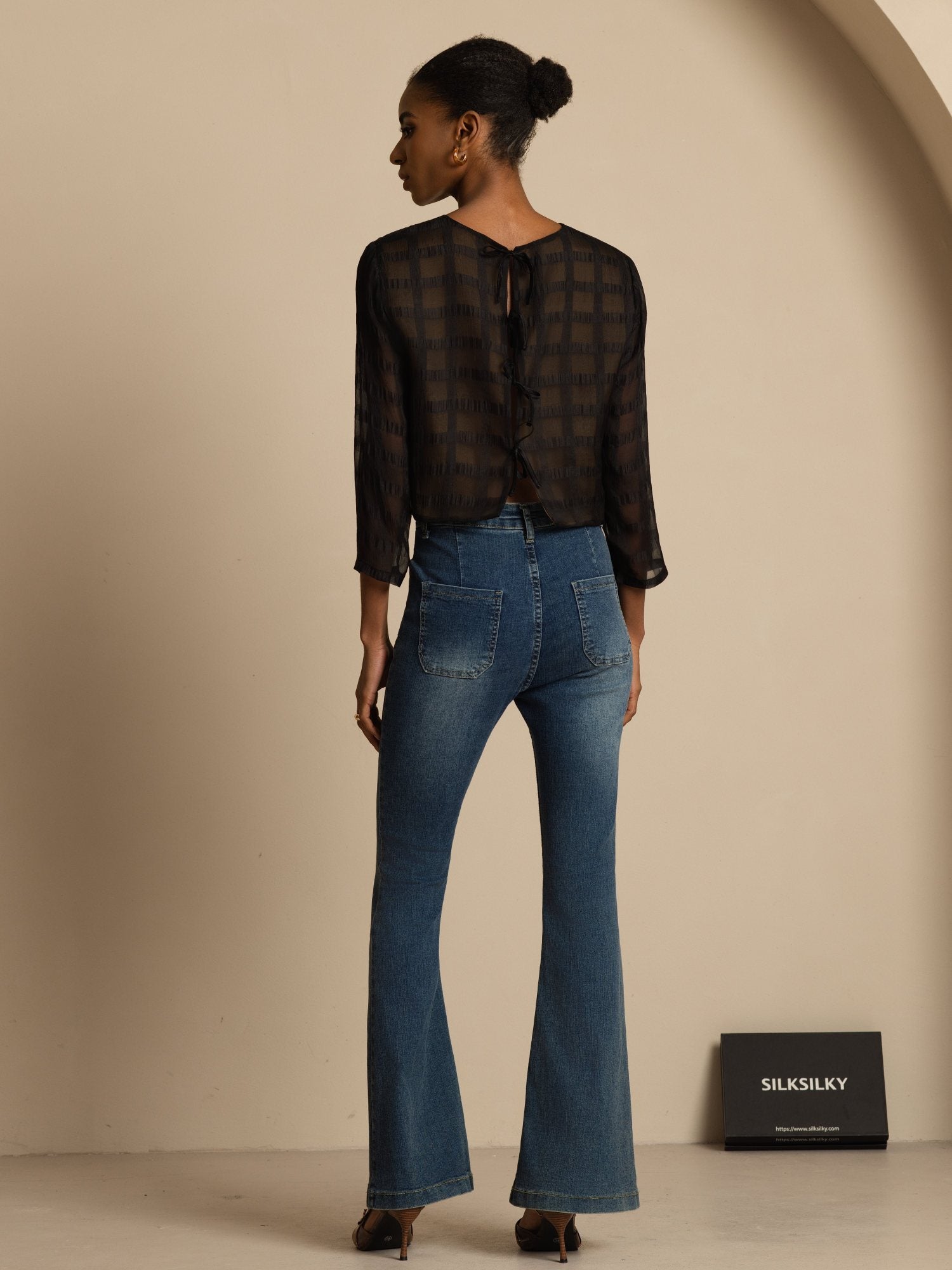[Svart] SilkSilky-SE Blouse 007