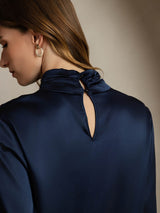 [Mörkblå] SilkSilky-SE 19Momme Silke Womens Shirt 004