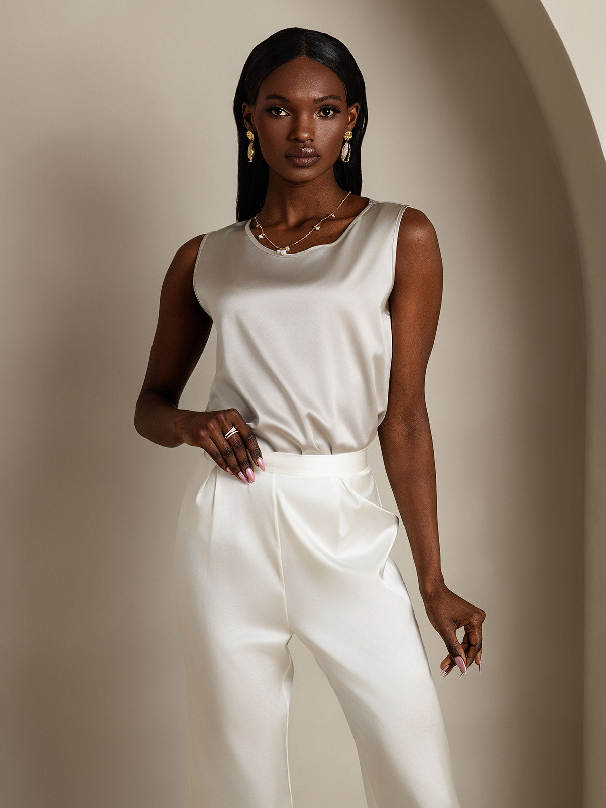 [Ljusgrå] SilkSilky-SE 19Momme Silke Camisoles 006,