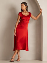 [Vin] SilkSilky-SE Kappärm Scoop Neck Klänning 004