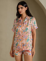 [Rosa Fauna] SilkSilky-SE Short Sleeve Notch Collar Dam Pyjama 001