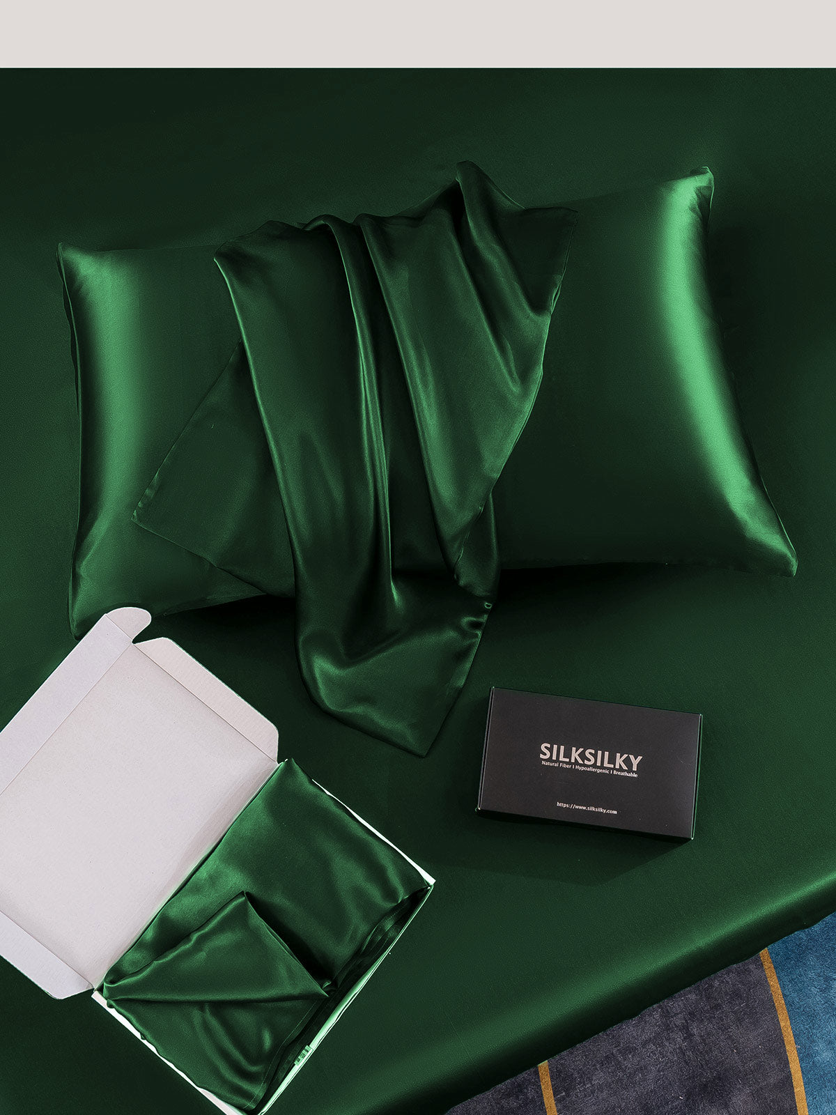 [Mörkgrön] SilkSilky-SE 19Momme Rent Silke Pillowcase 006
