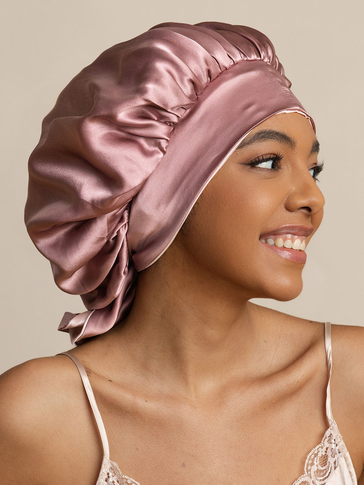 SilkSilky-SE Rent Silke Sleep Cap BlekMauve 004