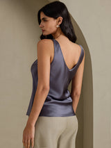 [Mörkgrå] SilkSilky-SE Sleeveless V Neck Cami Toppar 002