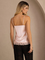 [Rosa] SilkSilky-SE Spaghetti Strap V Neck Cami Toppar 002