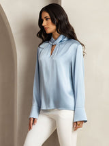 [Gråblå] SilkSilky-SE 19Momme Silke Womens Shirt 002