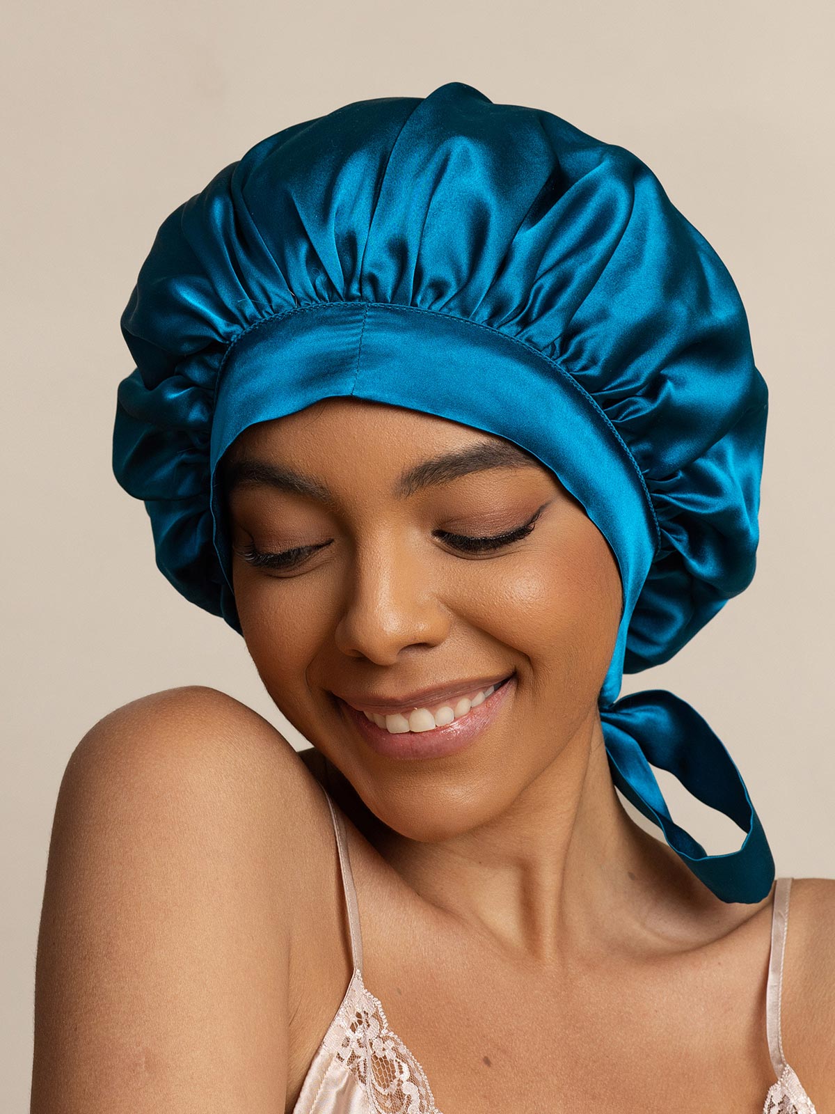[Kungsblått] SilkSilky-SE Rent Silke Sleep Cap 003