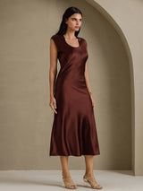 [Kaffe] SilkSilky-SE Cap Sleeve Klänning 003