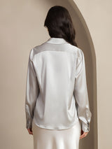 [Ljusgrå] SilkSilky-SE Long Sleeve Lapel Collar Damskjorta 002