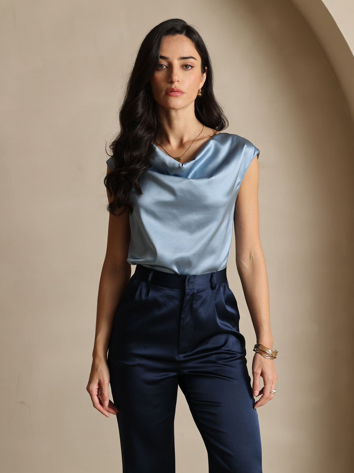[Mörkblå] SilkSilky-SE 19Momme Silke Womens Pants 009