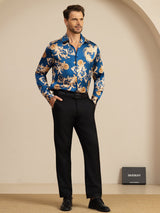 [Navy Drake] SilkSilky-SE Long Sleeve Lapel Collar Herrskjorta 008