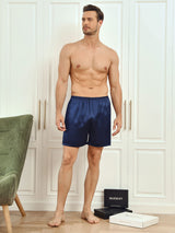 [Mörkblå] SilkSilky-SE Men's Sleep Shorts 005