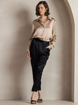 [Champagne] SilkSilky-SE Long Sleeve Lapel Collar Damskjorta 009