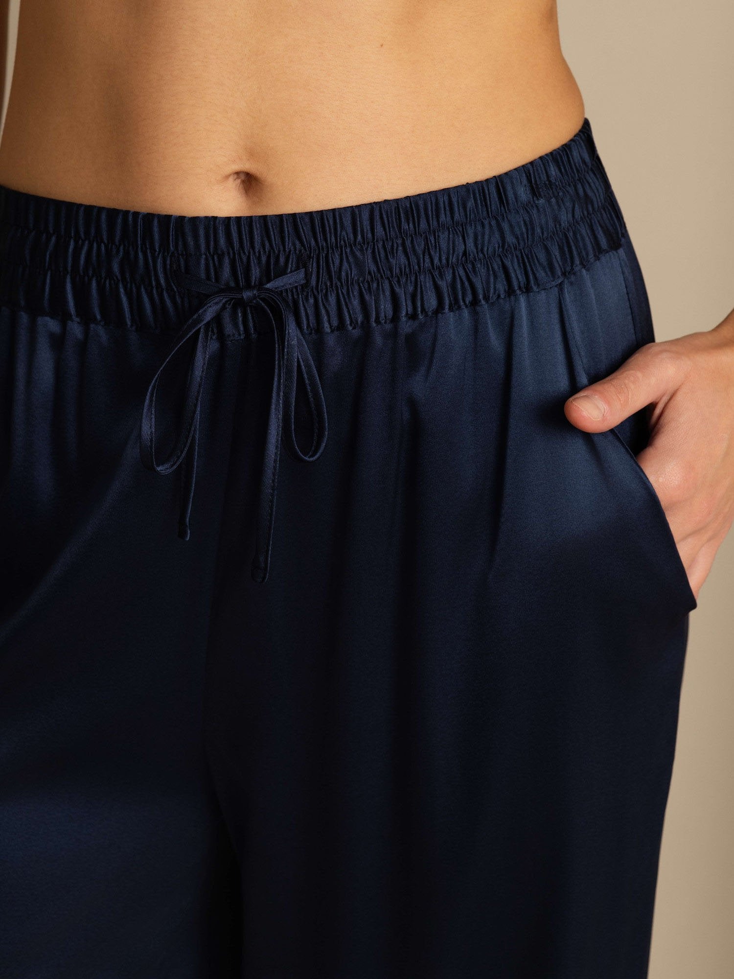 [Mörkblå] SilkSilky-SE 19Momme Womens Pants 006