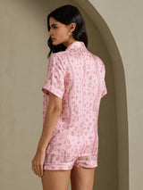 [Rosa Leopard] SilkSilky-SE Short Sleeve Notch Collar Dam Pyjama 002