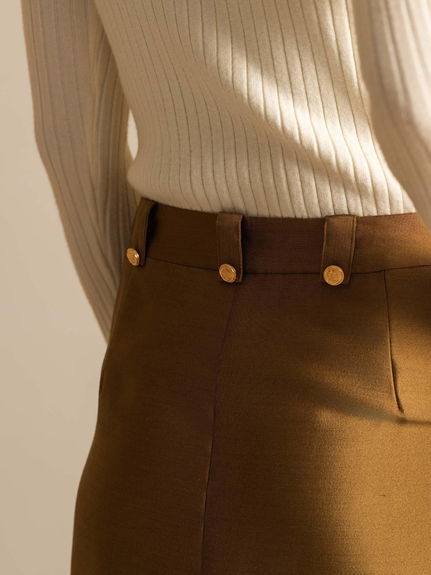 [Brons] SilkSilky-SE 32Momme Silk-Wool Blend Skirt 005,