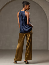[Mörkblå] SilkSilky-SE Sleeveless Halter Dam T-Shirt 002