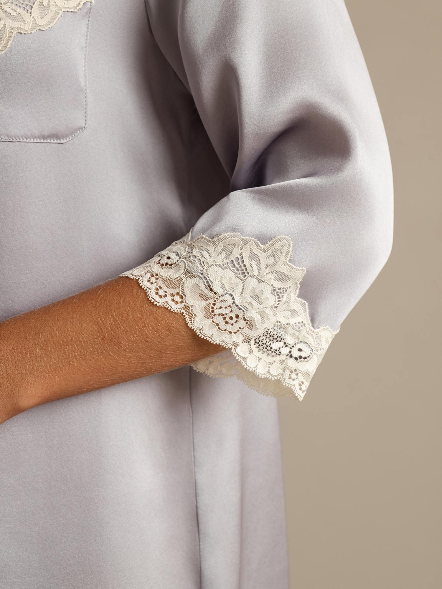 [Lavendel] SilkSilky-SE Rent Silke Krage Dam Sömnskjorta 005