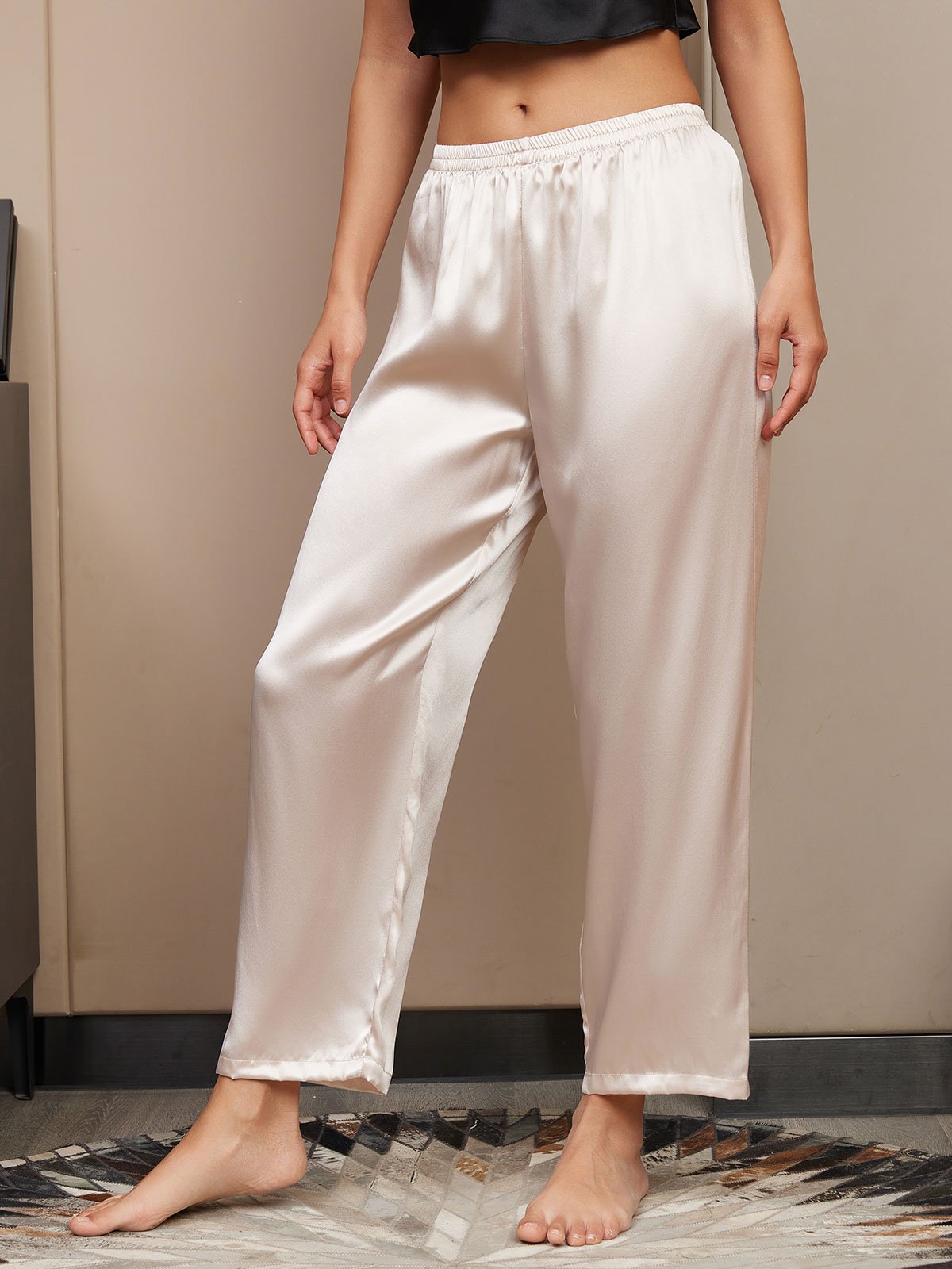 [Ljusbeige] SilkSilky-SE Rent Silke Womens Sleep Bottoms 003