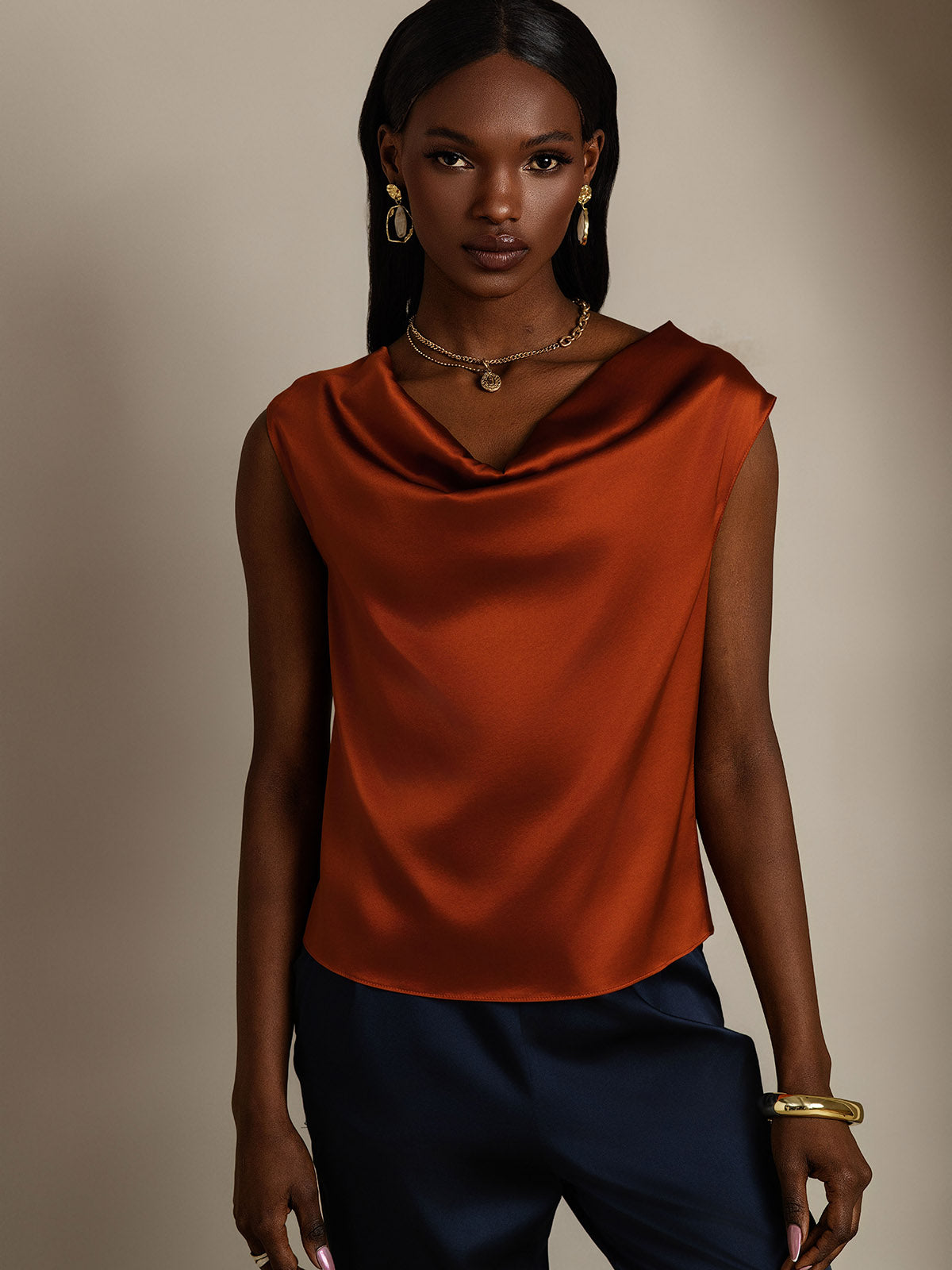 [Kola] SilkSilky-SE 19Momme Silke Ärmlös Womens T-Shirt 003