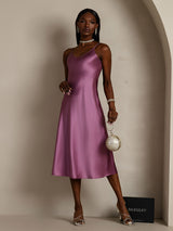 [Mörklila] SilkSilky-SE Spaghetti Strap V Neck Nattlinne 007