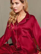 [Vin] SilkSilky-SE Long Sleeve Lapel Collar Dam Pyjama 009