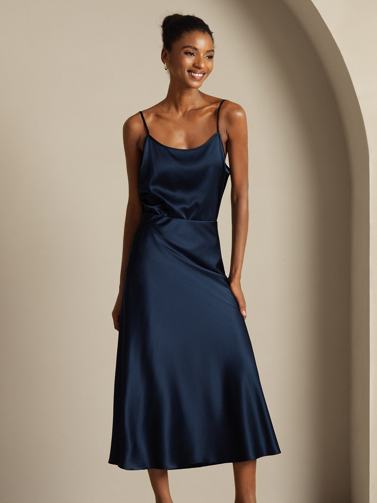 [Mörkblå] SilkSilky-SE 19Momme Rent Silke Womens Outfit Sets 005,