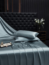 [Gråblå] SilkSilky-SE 22Momme Rent Silke Pillowcase 001