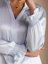 [Himmelsblå] SilkSilky-SE Long Sleeve Damblusar 005