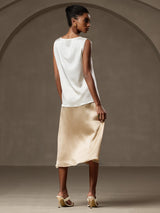 [Vit] SilkSilky-SE Sleeveless Round Neck Cami Toppar 002