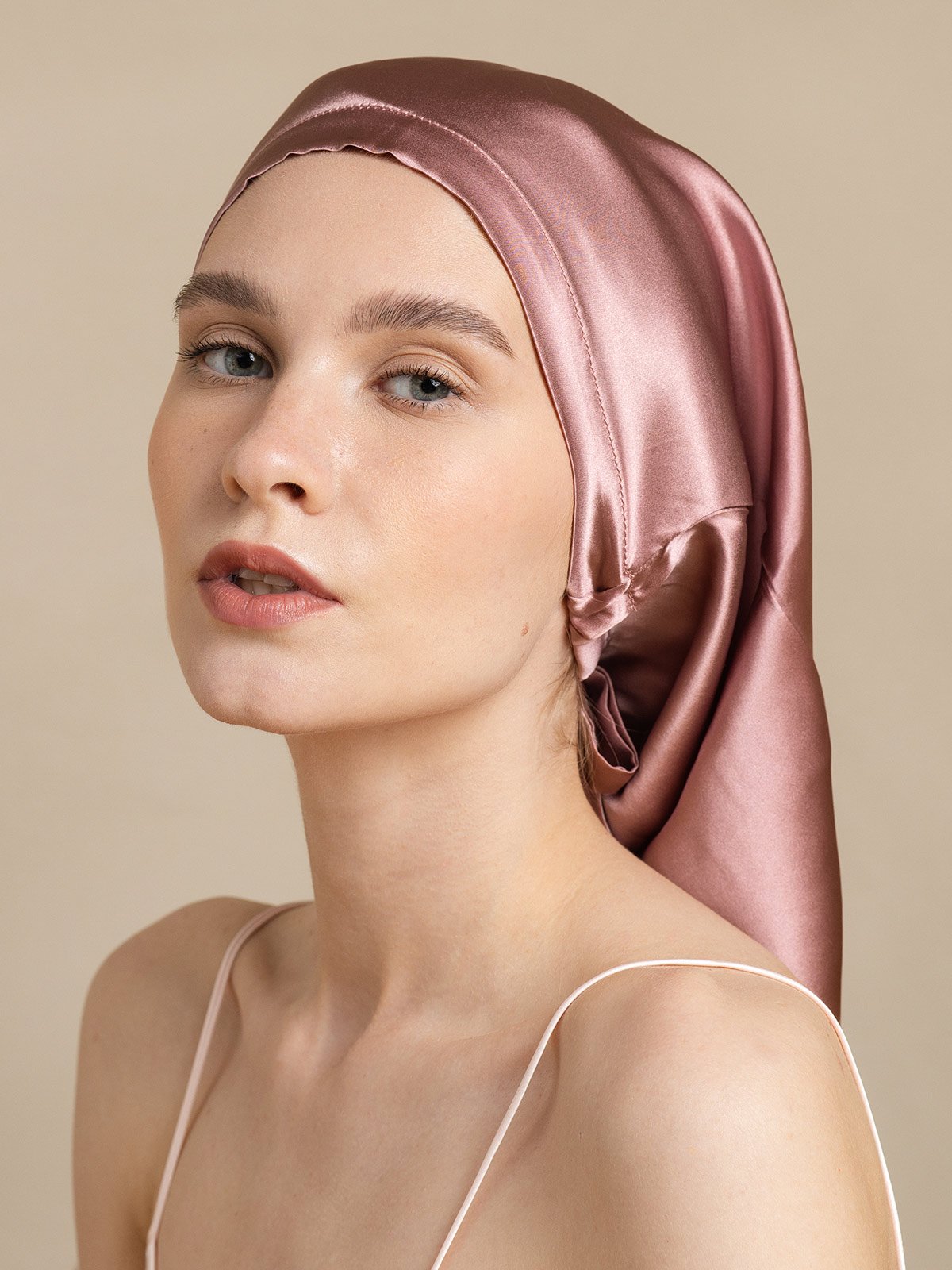 SilkSilky-SE 19Momme Silke Sleep Cap BlekMauve 004