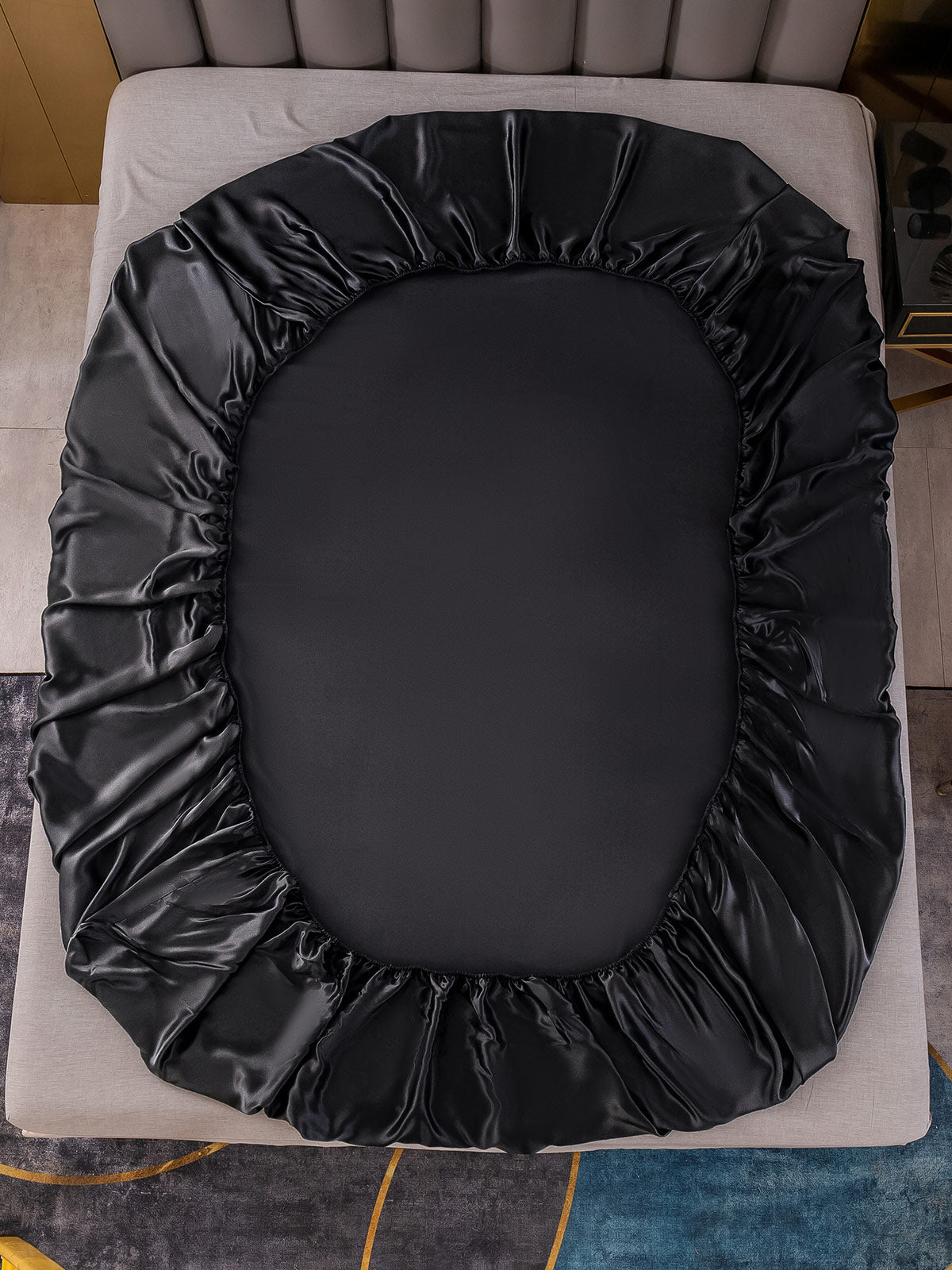 [Svart] SilkSilky-SE 22Momme Rent Silke Sheet 003,