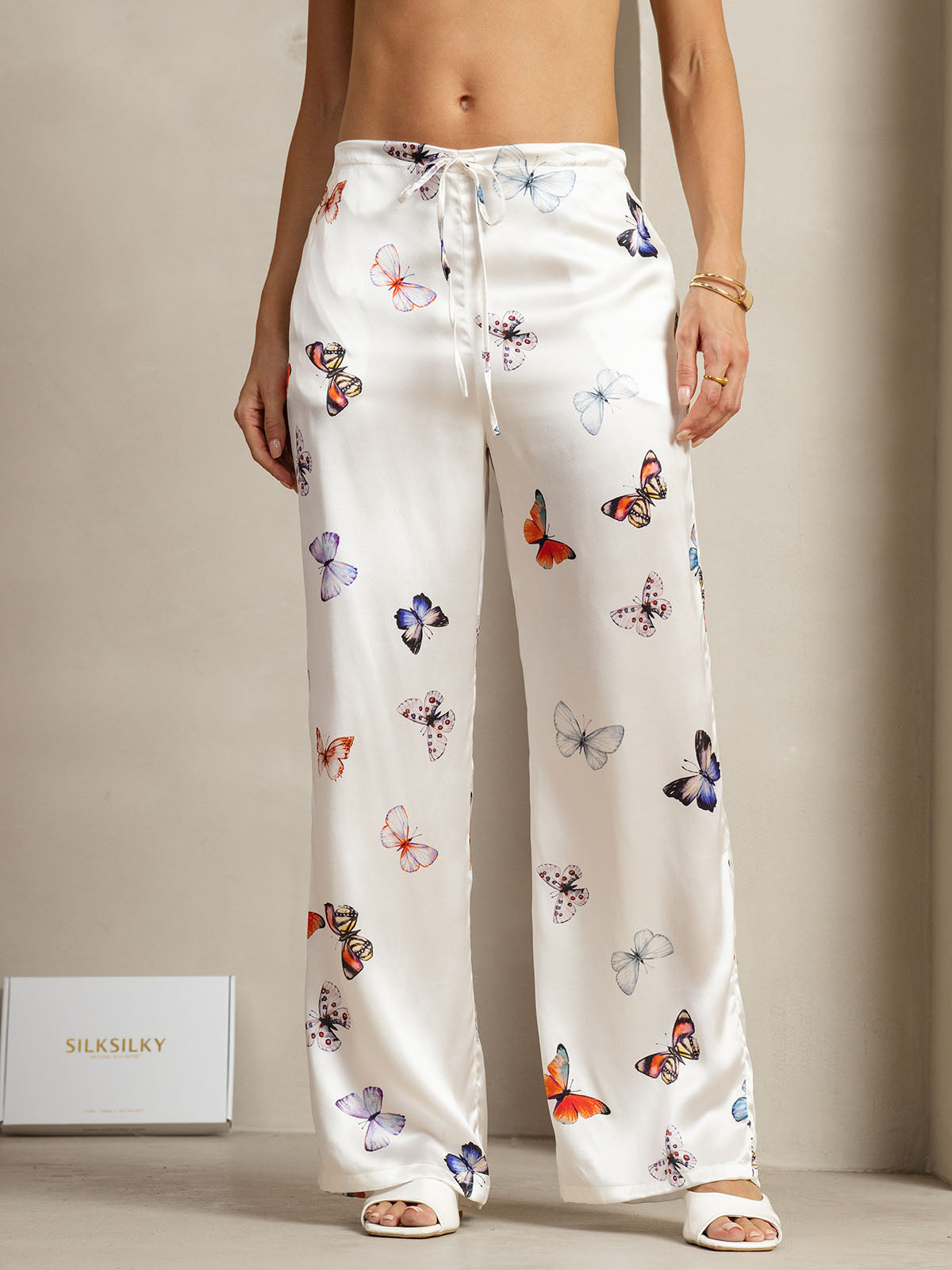 [Vit Fjäril] SilkSilky-SE 19Momme Silke Womens Pants 001