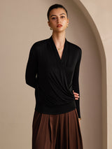 [Svart] SilkSilky-SE Long Sleeve Damblusar 003