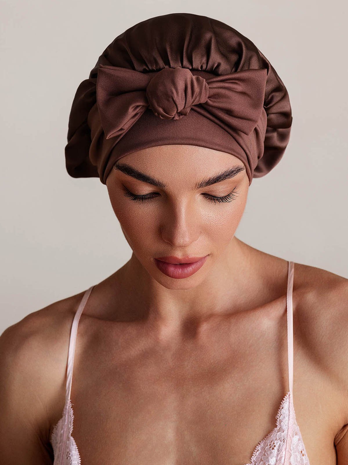 SilkSilky-SE Rent Silke Sleep Cap Kaffe 006