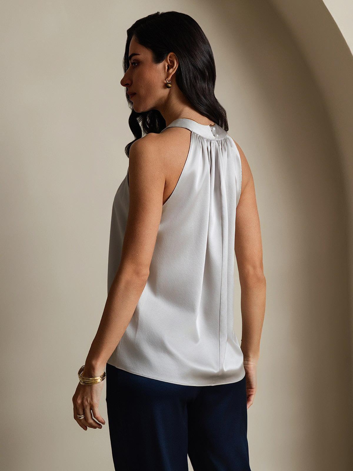 [Ljusgrå] SilkSilky-SE 19Momme Silke Womens T-Shirt 002