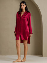 [Vin] SilkSilky-SE Long Sleeve Lapel Collar Dam Sömnskjorta 008