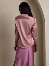 [Blek Mauve] SilkSilky-SE Long Sleeve Lapel Collar Damskjorta 002