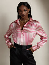 [Rosa Rand] SilkSilky-SE Long Sleeve Lapel Collar Damskjorta 005
