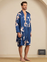 [Mörkblå] SilkSilky-SE 19Momme Long Sleeve Mens Pajamas 005