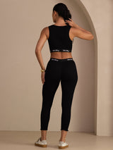 [Svart] SilkSilky-SE Sleeveless Crew Neck Women's Outfit Sets 002