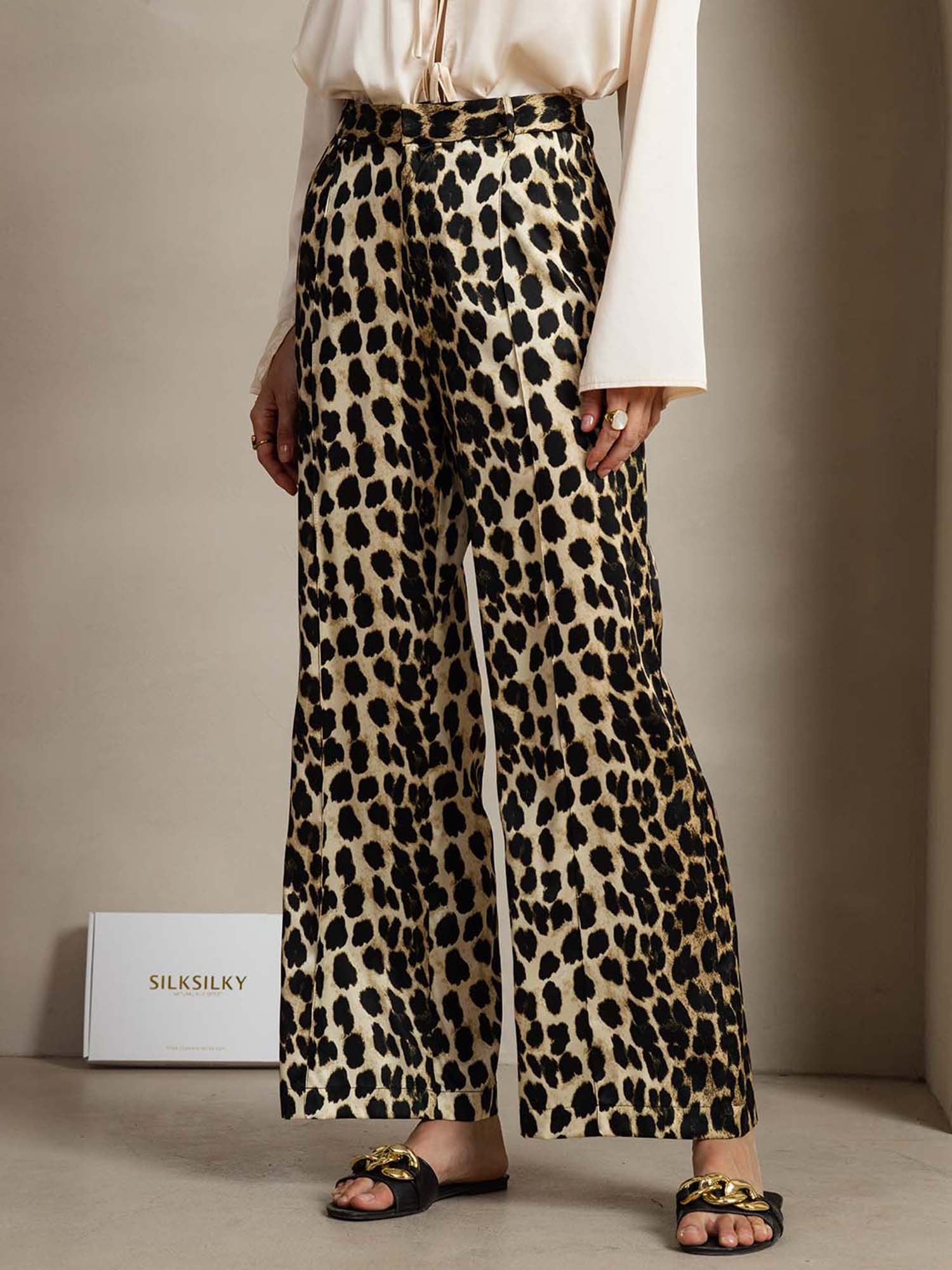 [Leopard] SilkSilky-SE 19Momme Silke Womens Pants 003