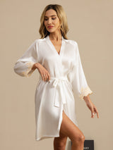 [Vit] SilkSilky-SE 3/4 Sleeve Dam Morgonrock 004