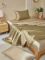 [Beige+Kaki] SilkSilky-SE 19Momme Rent Silke Bedding Set 001