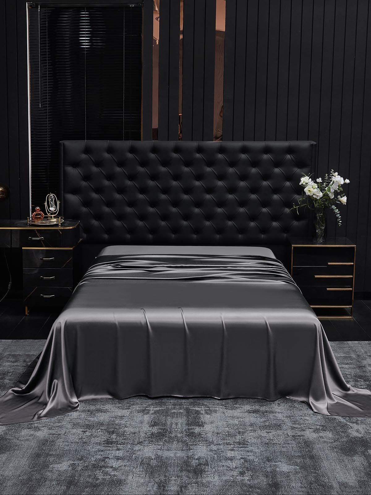 [Mörkgrå] SilkSilky-SE 19Momme Rent Silke Sheet 002