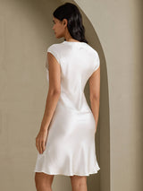 [Vit] SilkSilky-SE Cap Sleeve V Neck Nattlinne 002