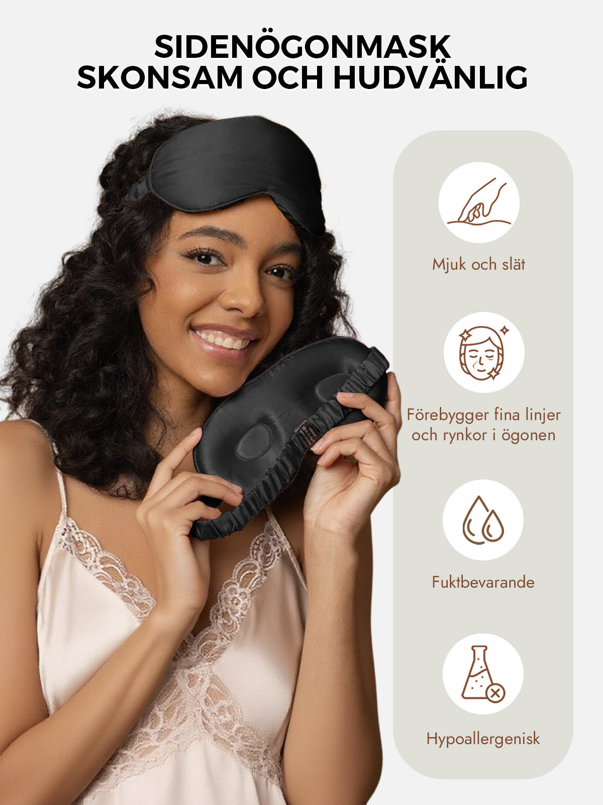 [Svart] SilkSilky-SE Rent Silke Eye Mask 003