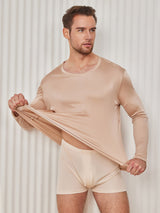 [Beige] SilkSilky-SE Long Sleeve Round Neck Herr T-Shirt 002